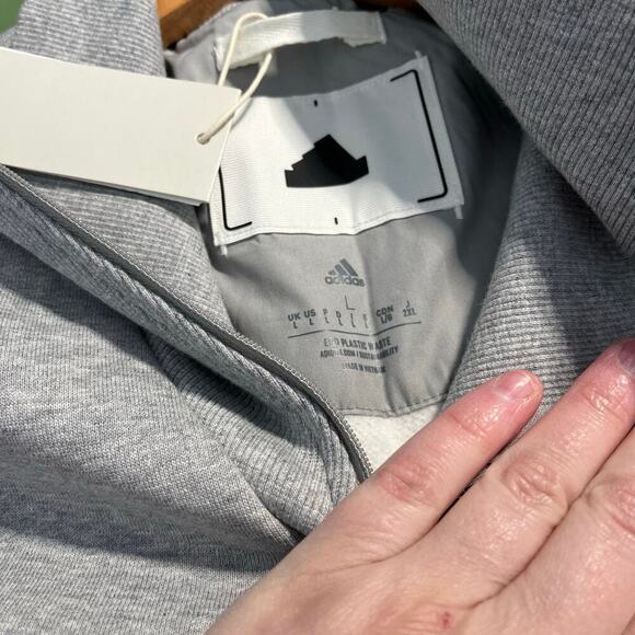 NWT Adidas Heathered Gray 1/4 Zip Performance Pullover Sweatshirt Men’s Large - Picture 5 of 9